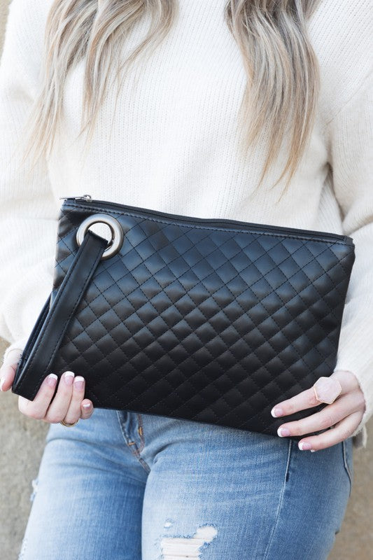 Bold Quilted Wristlet Clutch