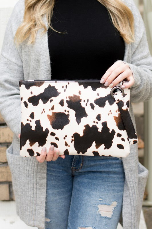 Bold Cow Print Oversized Everyday Clutch