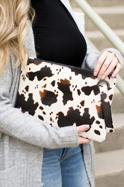 Bold Cow Print Oversized Everyday Clutch