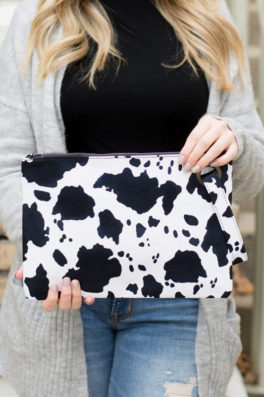 Bold Cow Print Oversized Everyday Clutch