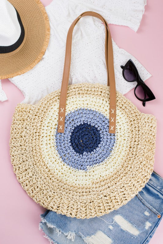 Bold Straw Circle Tote