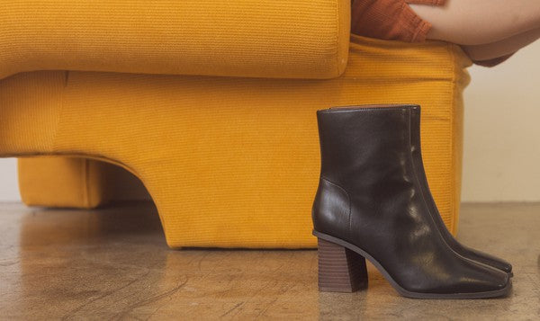 Bold Modern Twist Square Toe Ankle Boots