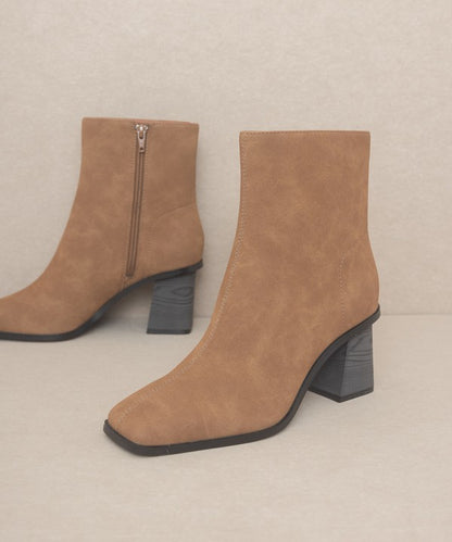 Bold Modern Twist Square Toe Ankle Boots