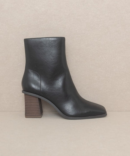 Bold Modern Twist Square Toe Ankle Boots