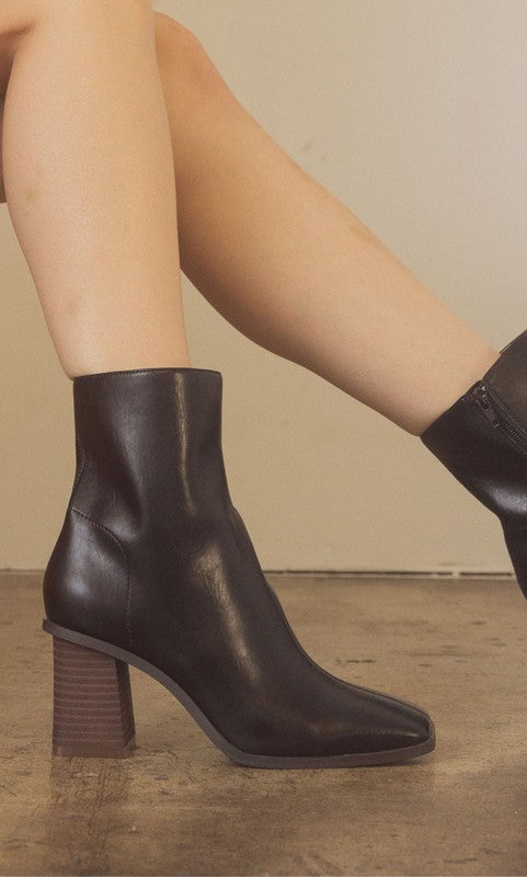 Bold Modern Twist Square Toe Ankle Boots