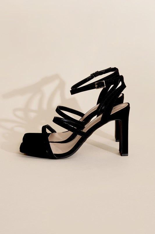 Bold Black Ankle Strap Heels