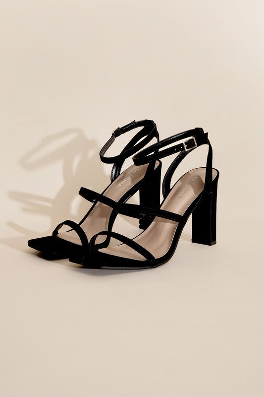 Bold Black Ankle Strap Heels