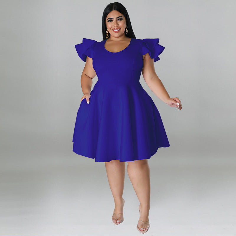 Curvy Women Multi Color Formal Swing Dress Plus Size