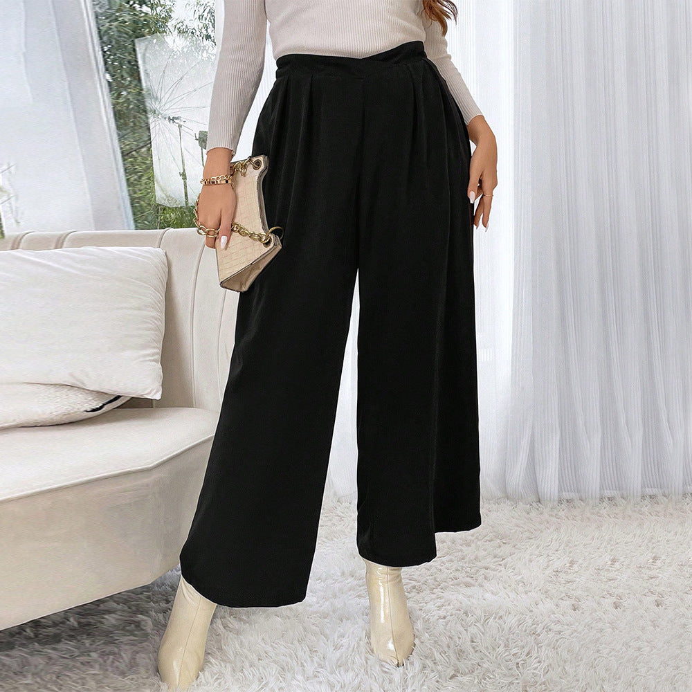 Curvy Women High Waist Wide Leg Slimming Trousers Plus Size