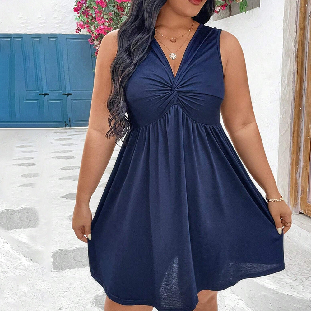 Curvy Women Pleated Slimming Fashionable Elegant Dress Plus Size