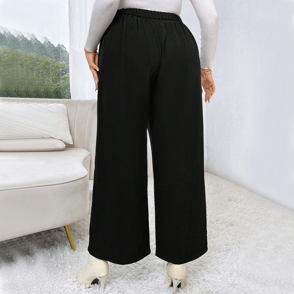 Curvy Women High Waist Wide Leg Slimming Trousers Plus Size