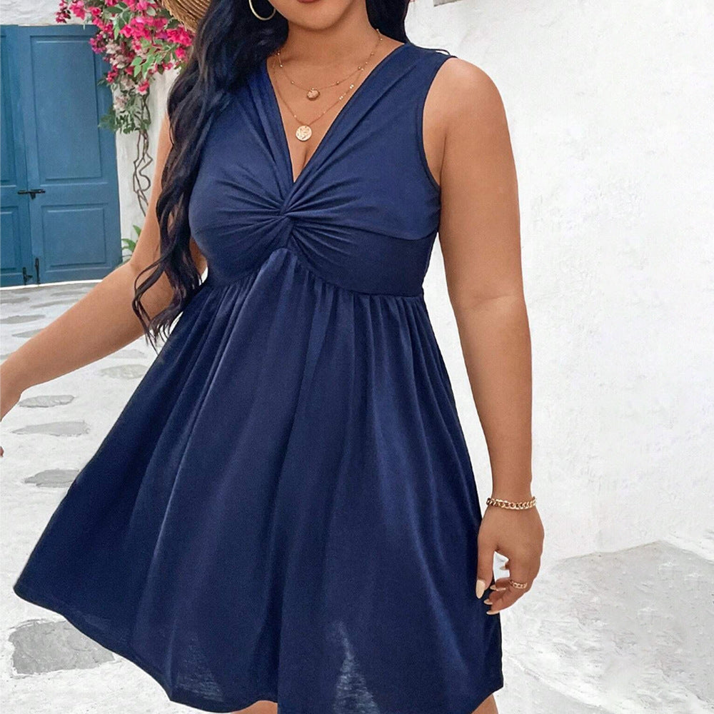 Curvy Women Pleated Slimming Fashionable Elegant Dress Plus Size