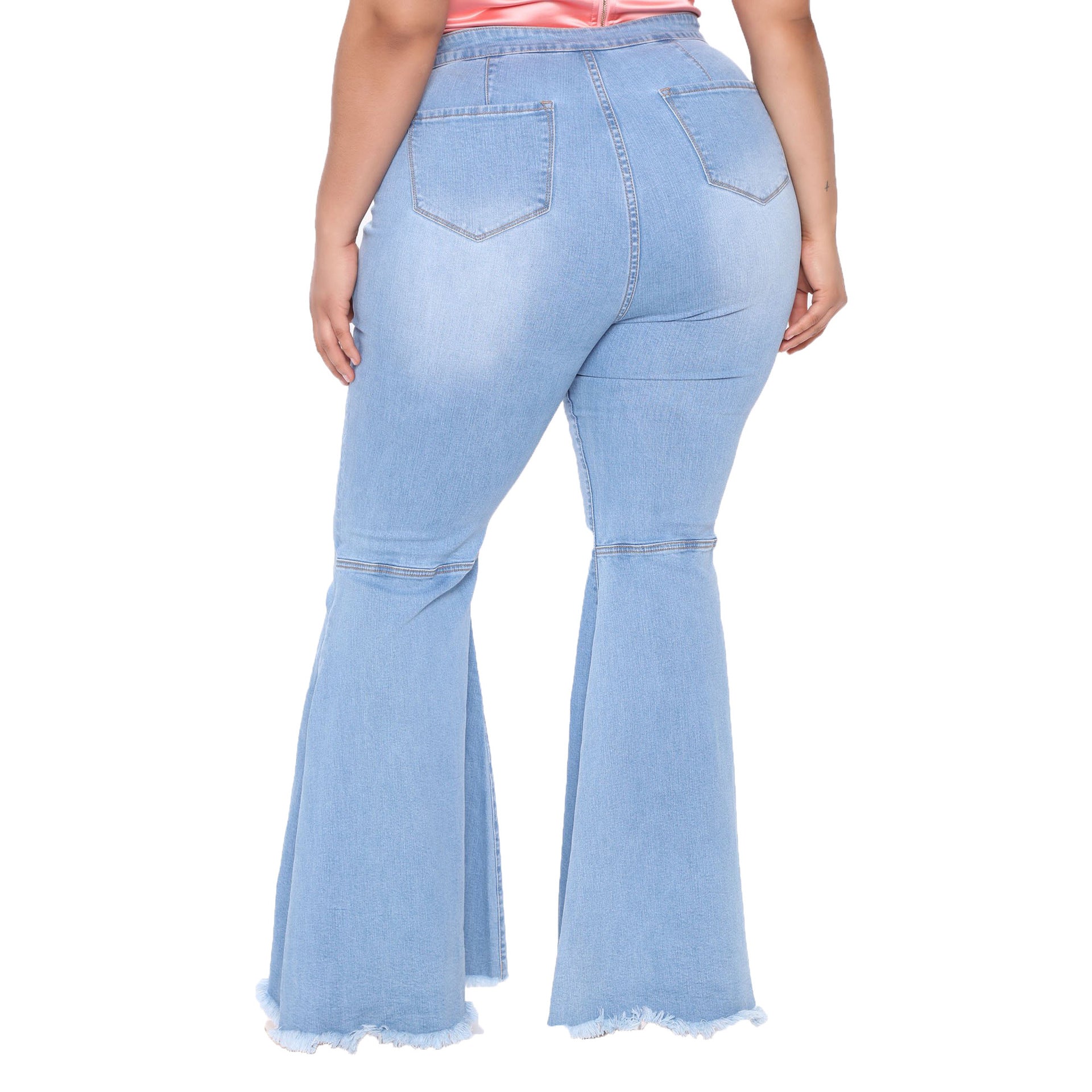 Curvy Women Fashion Slim Wide Leg Flared Jeans Plus Size