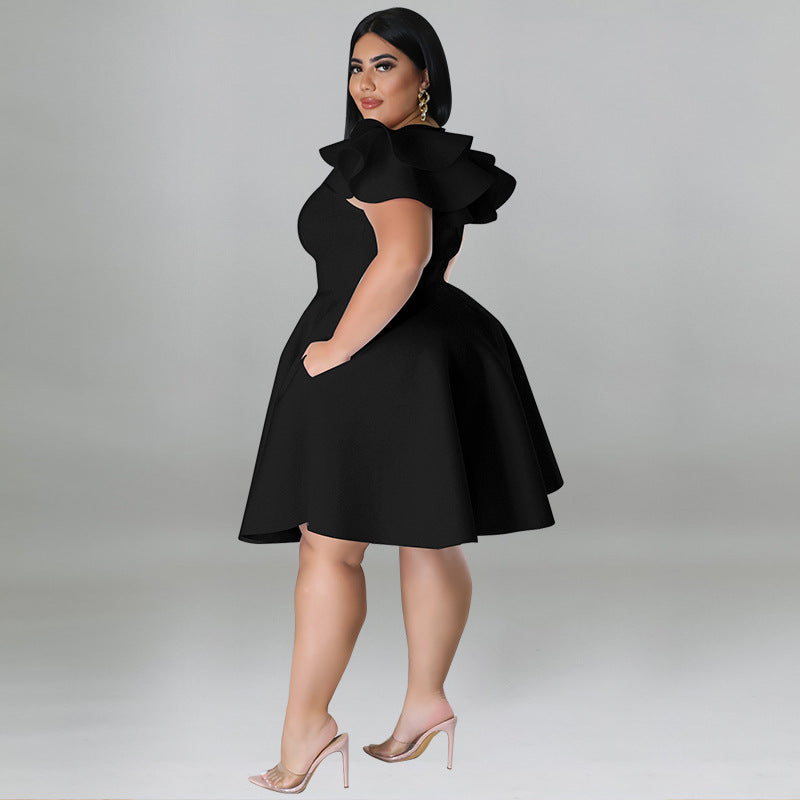 Curvy Women Multi Color Formal Swing Dress Plus Size