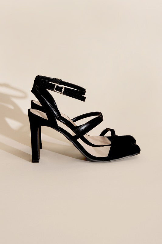 Bold Black Ankle Strap Heels