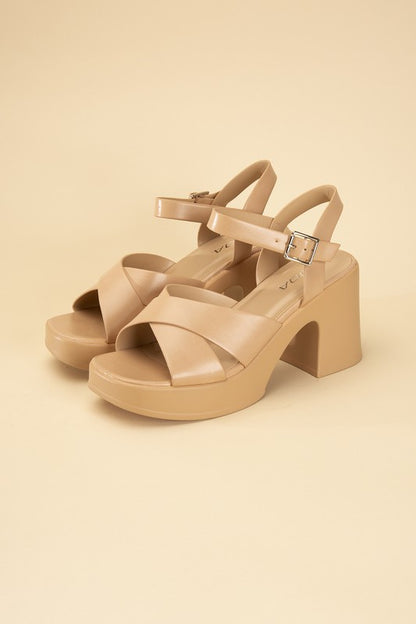 Bold Crisscross Black or Tan Sandal Heels