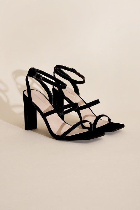 Bold Black Ankle Strap Heels