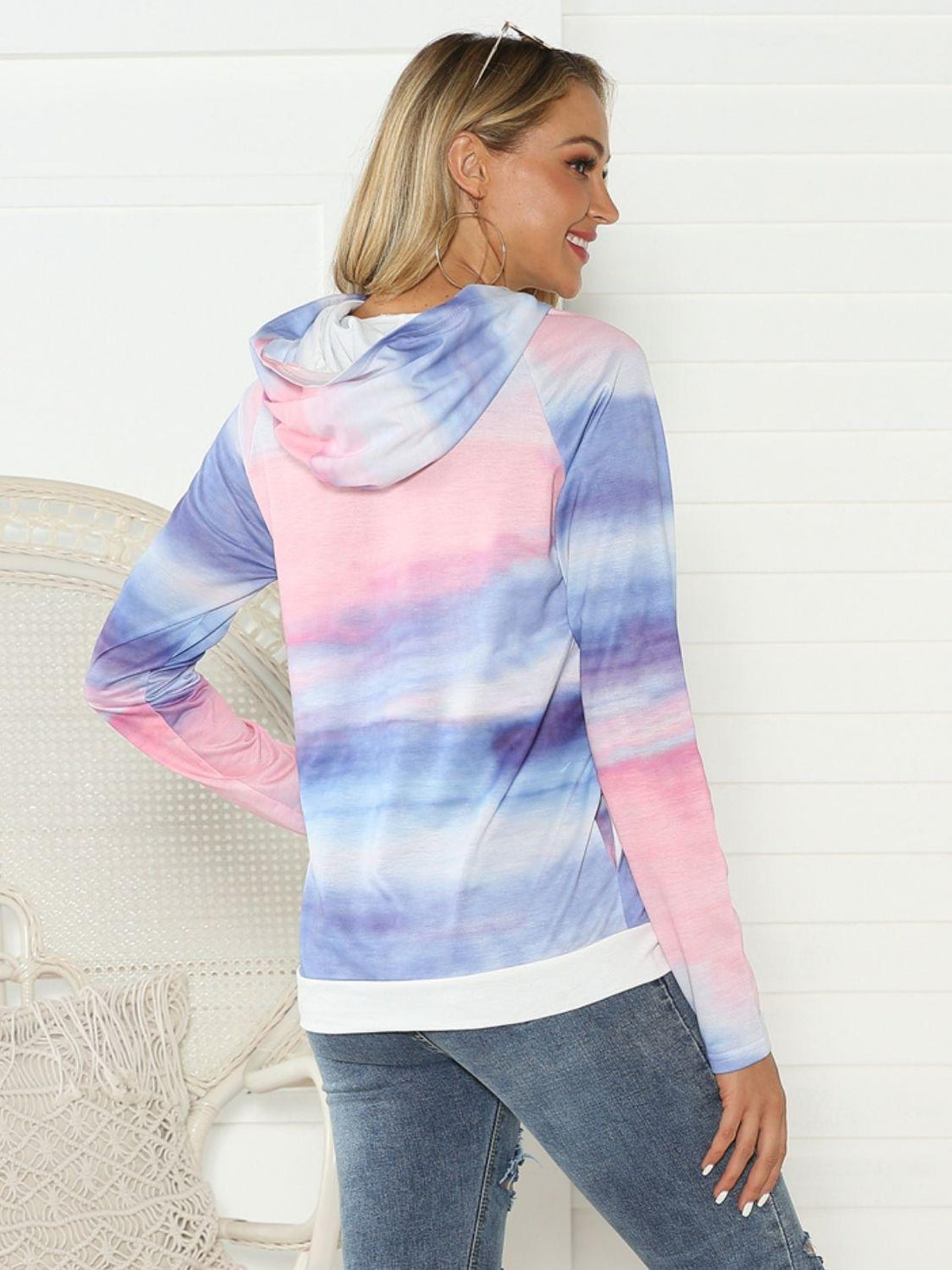 Full Size Tie-Dye Long Sleeve Hoodie - BoldlyCurvy