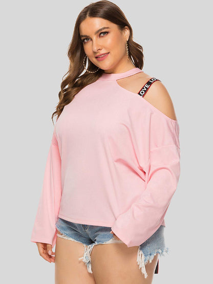 Plus Size Cold-Shoulder Round Neck Blouse - BoldlyCurvy