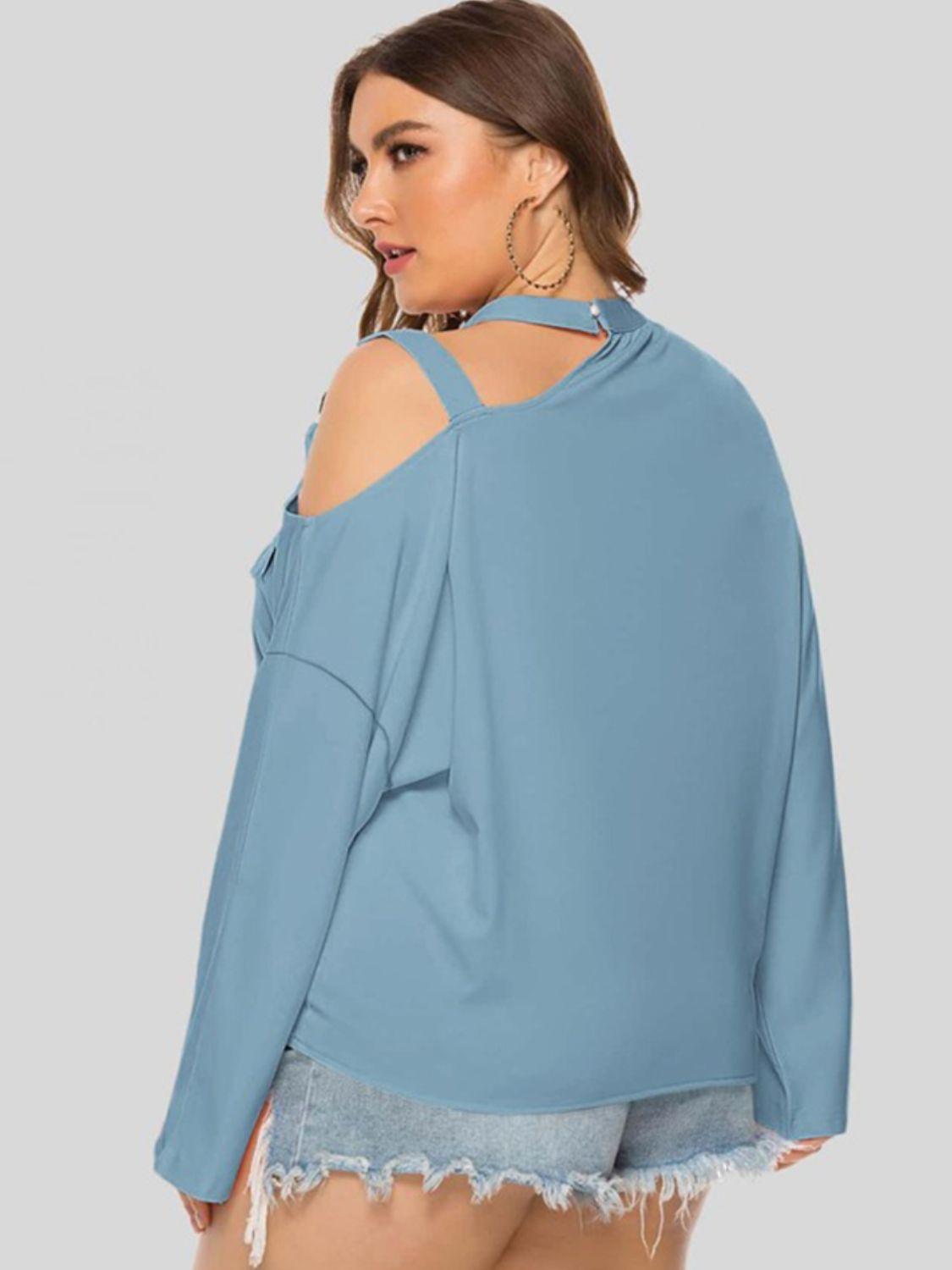 Plus Size Cold-Shoulder Tied Top - BoldlyCurvy