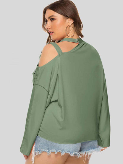 Plus Size Cold-Shoulder Tied Top - BoldlyCurvy