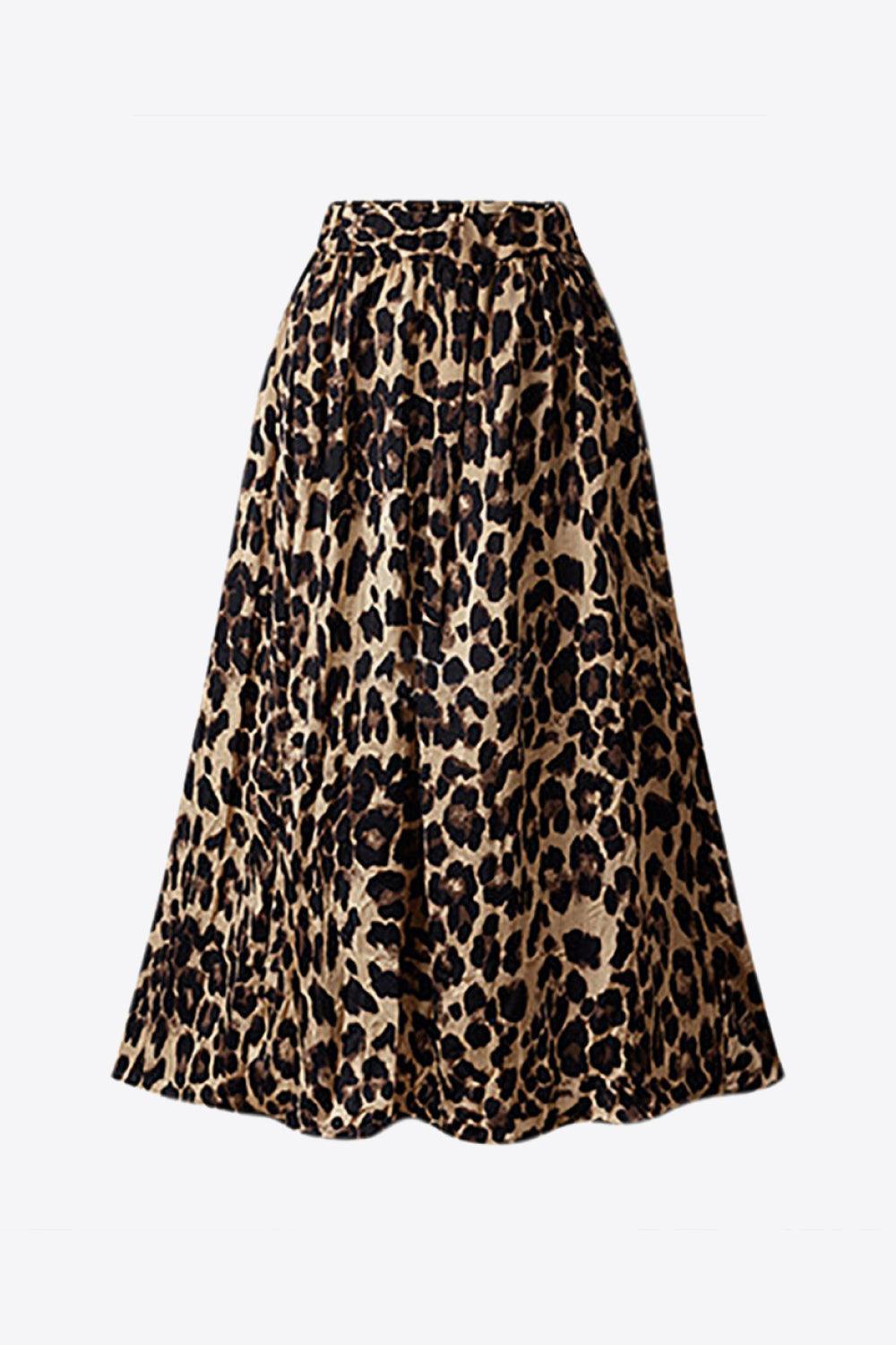 Plus Size Leopard Print Midi Skirt - BoldlyCurvy