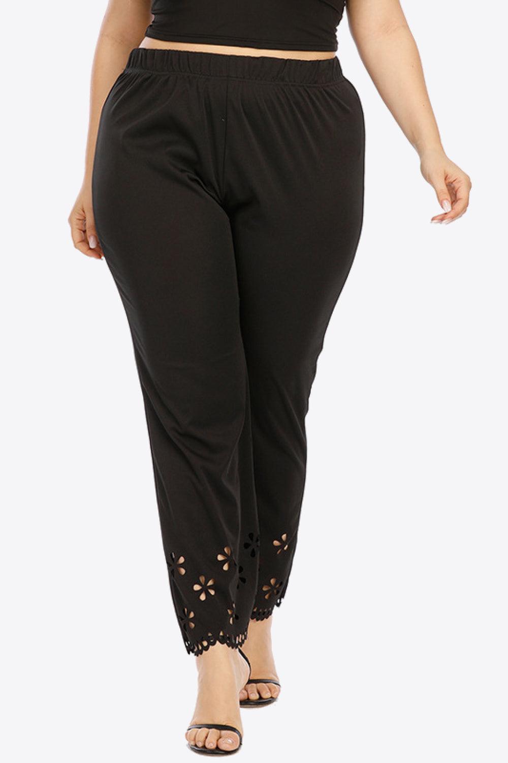 Plus Size Openwork Elastic Waist Pants - BoldlyCurvy