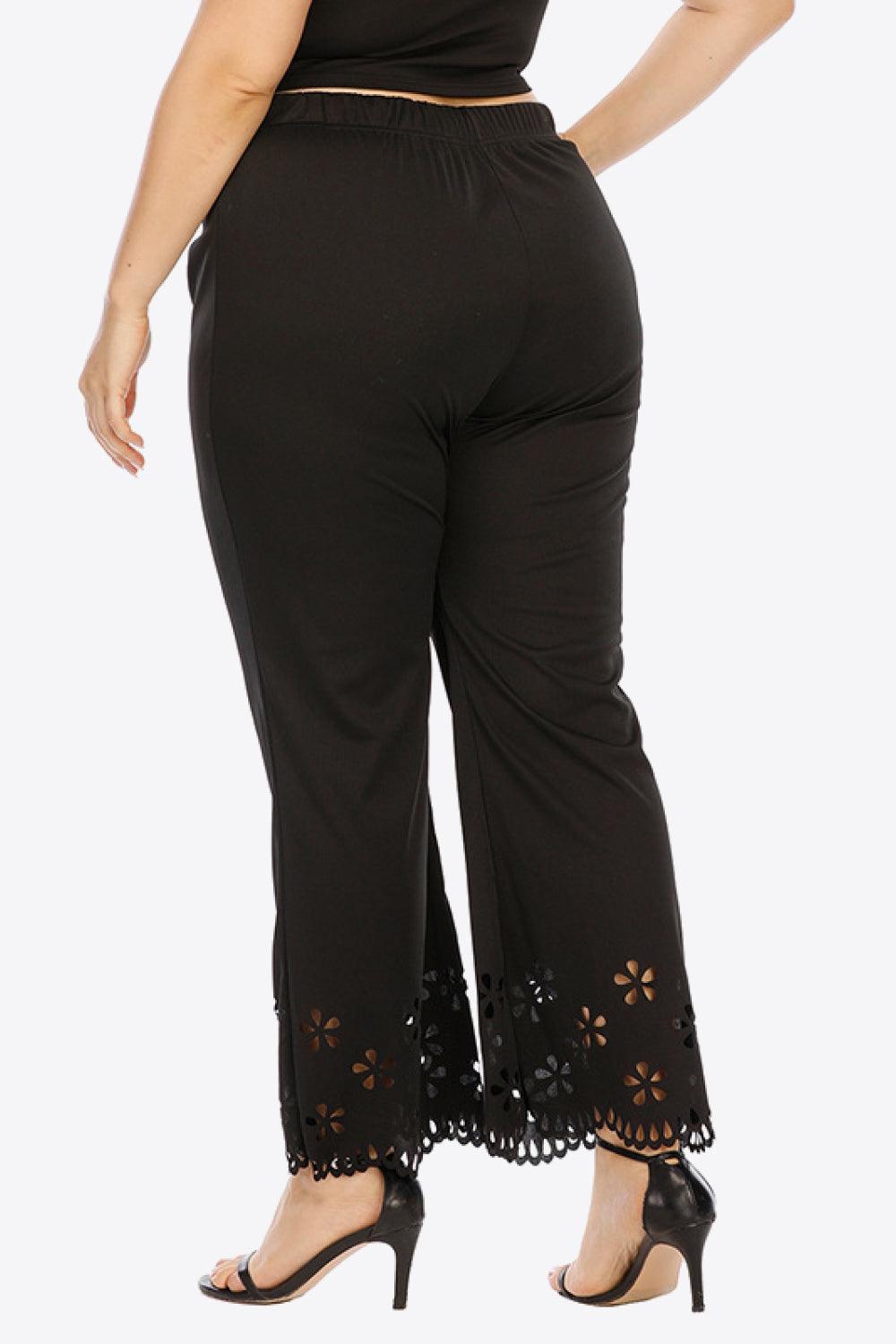 Plus Size Openwork Elastic Waist Pants - BoldlyCurvy