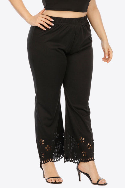 Plus Size Openwork Elastic Waist Pants - BoldlyCurvy