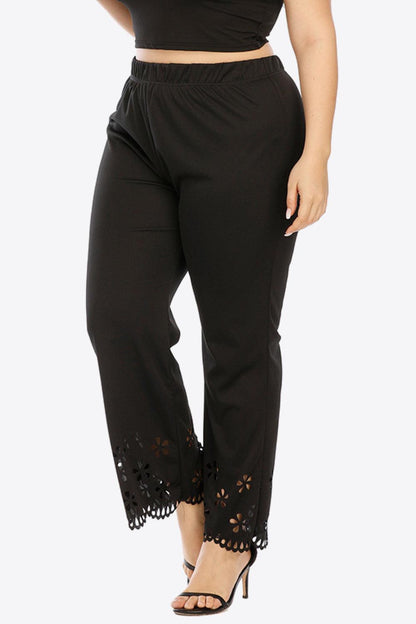 Plus Size Openwork Elastic Waist Pants - BoldlyCurvy