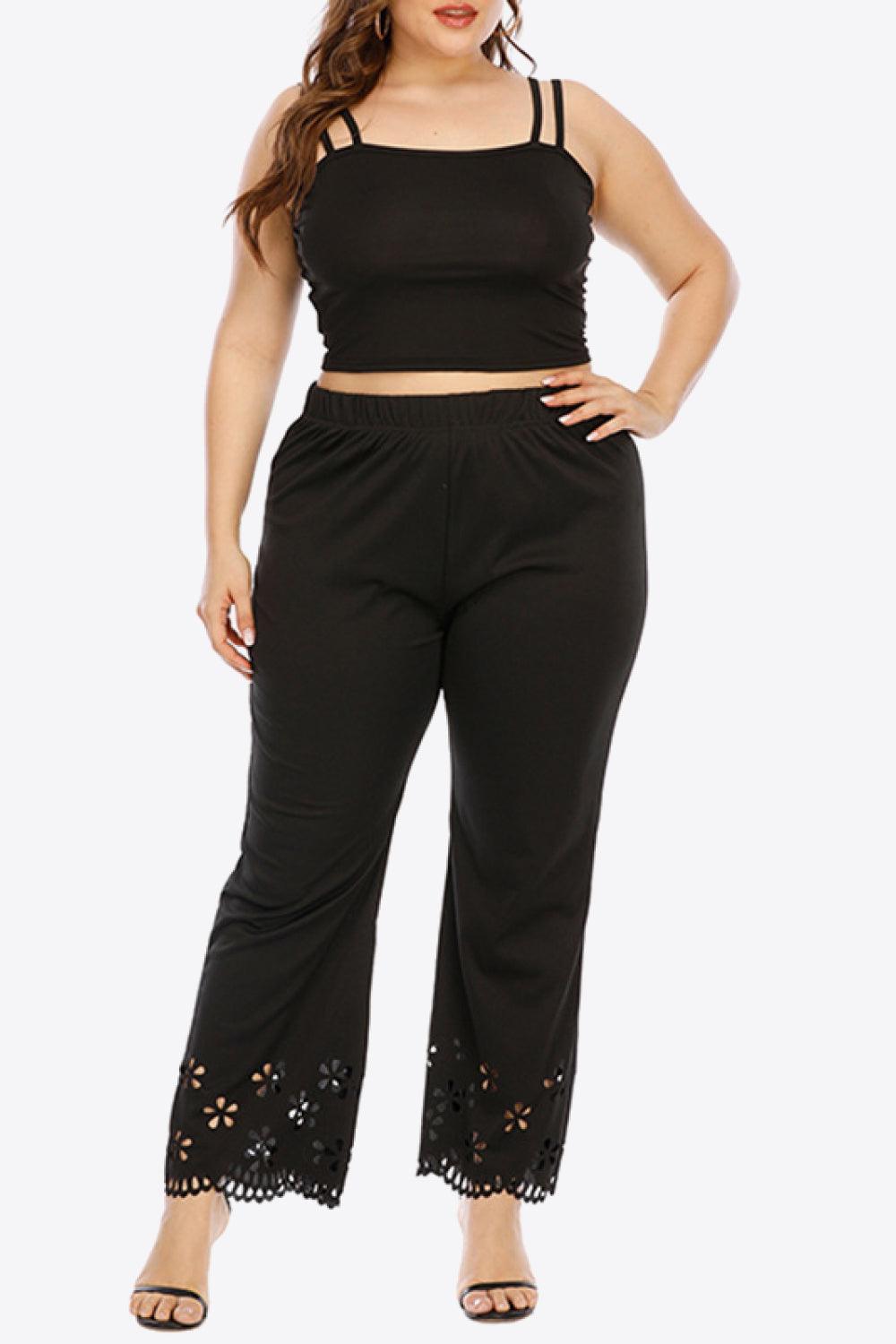 Plus Size Openwork Elastic Waist Pants - BoldlyCurvy