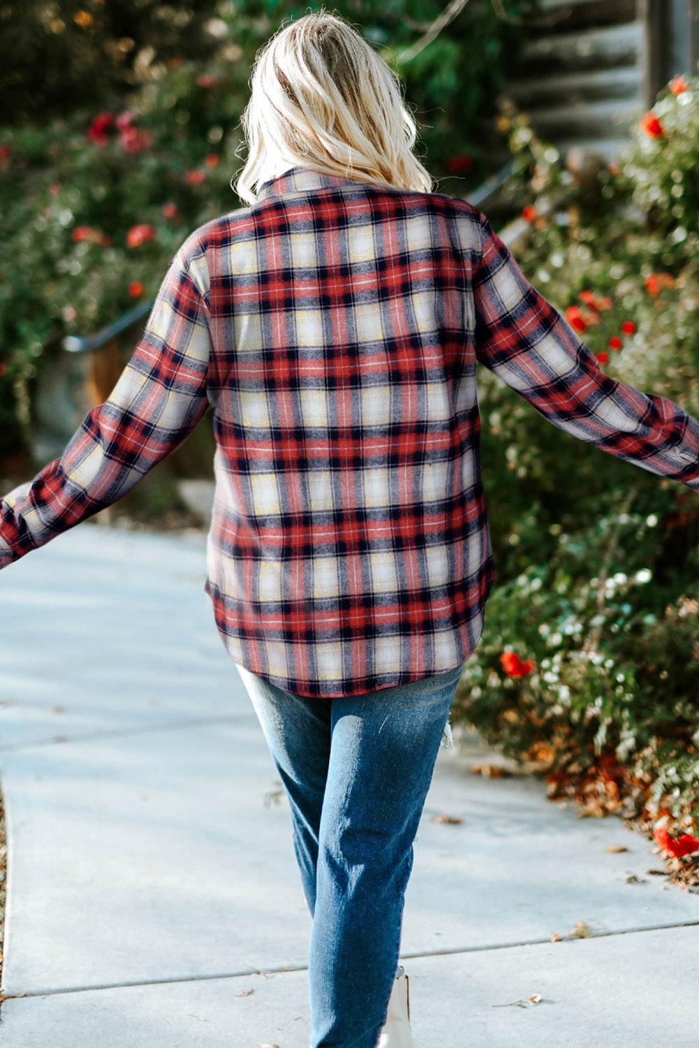 Plus Size Plaid Collared Neck Shirt - BoldlyCurvy