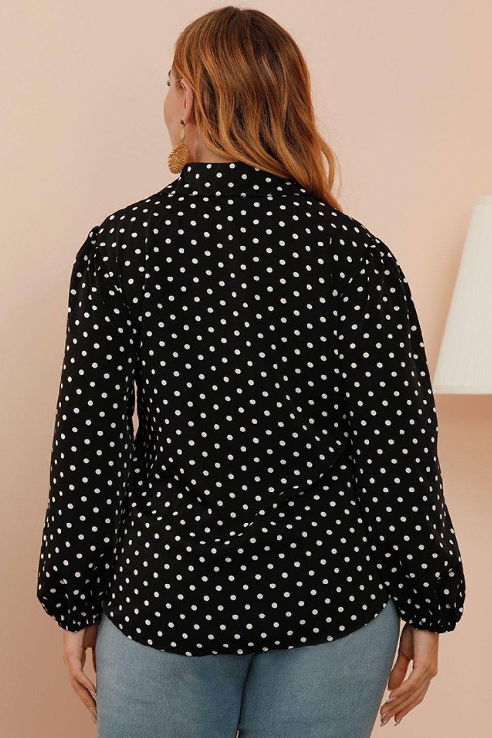 Plus Size Polka Dot Balloon Sleeve Shirt - BoldlyCurvy