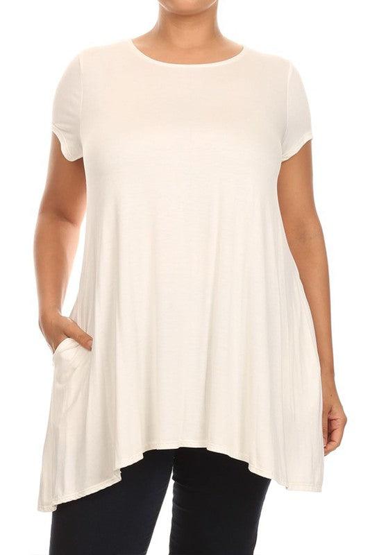 Short sleeves Side pockets Tunic top - BoldlyCurvy