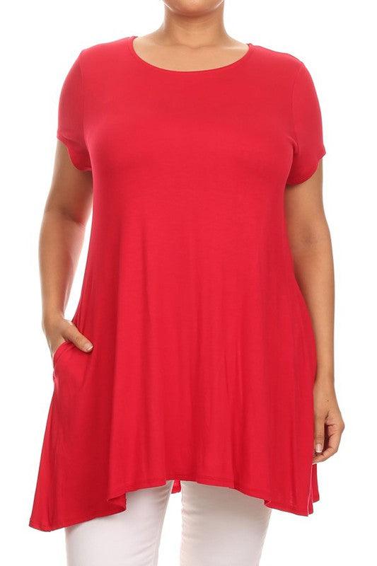 Short sleeves Side pockets Tunic top - BoldlyCurvy