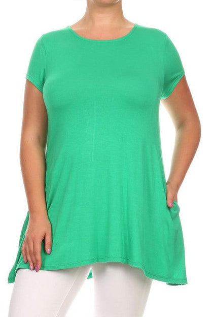 Short sleeves Side pockets Tunic top - BoldlyCurvy