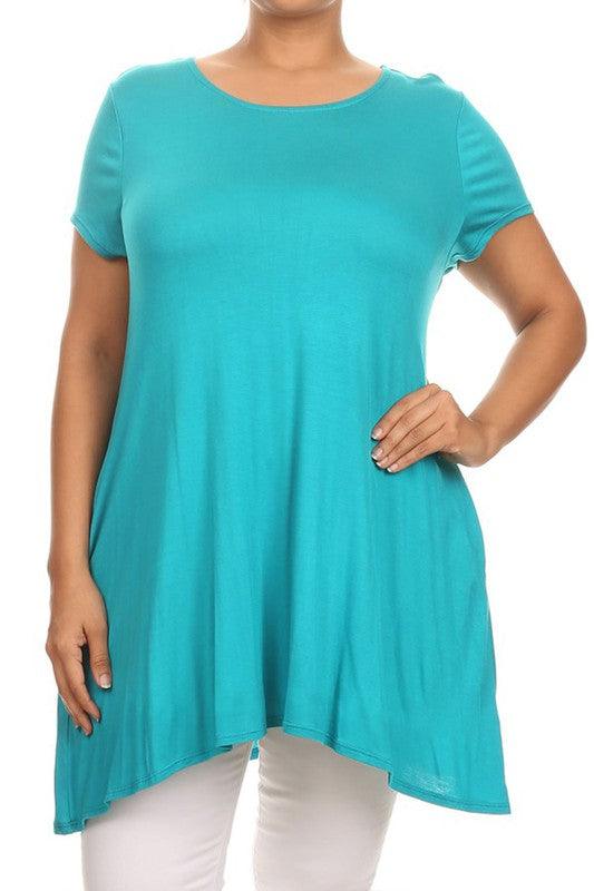 Short sleeves Side pockets Tunic top - BoldlyCurvy