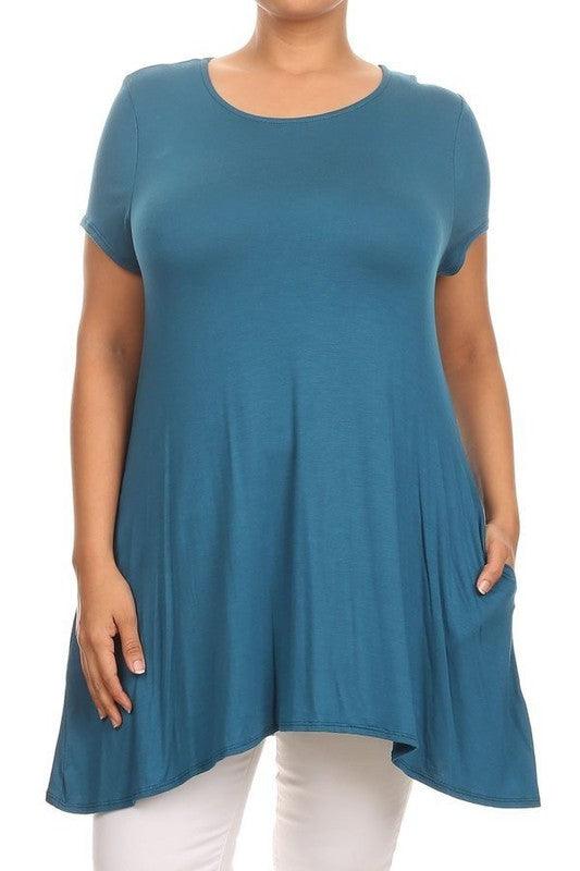 Short sleeves Side pockets Tunic top - BoldlyCurvy