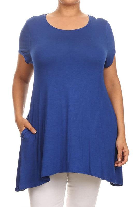 Short sleeves Side pockets Tunic top - BoldlyCurvy