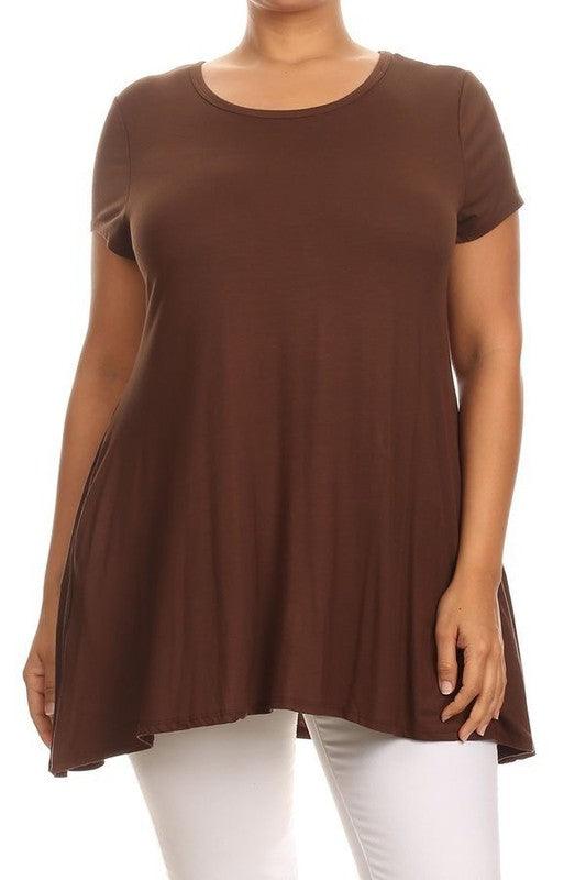 Short sleeves Side pockets Tunic top - BoldlyCurvy