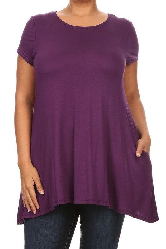 Short sleeves Side pockets Tunic top - BoldlyCurvy