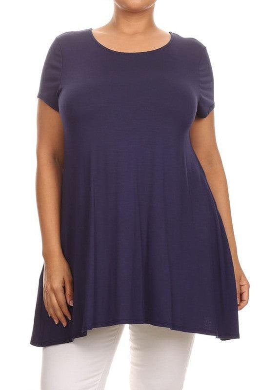 Short sleeves Side pockets Tunic top - BoldlyCurvy