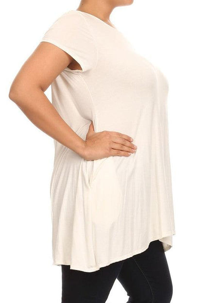 Short sleeves Side pockets Tunic top - BoldlyCurvy