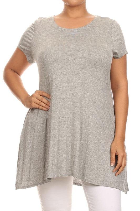 Short sleeves Side pockets Tunic top - BoldlyCurvy