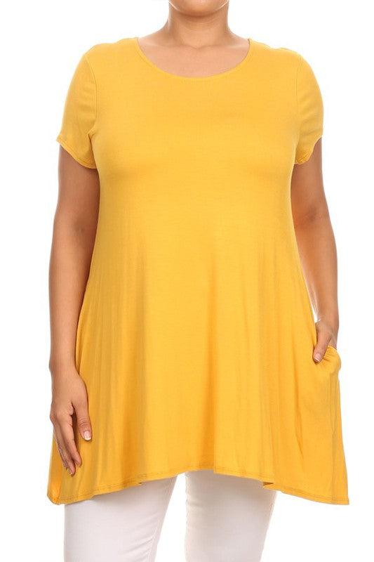 Short sleeves Side pockets Tunic top - BoldlyCurvy