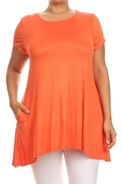 Short sleeves Side pockets Tunic top - BoldlyCurvy