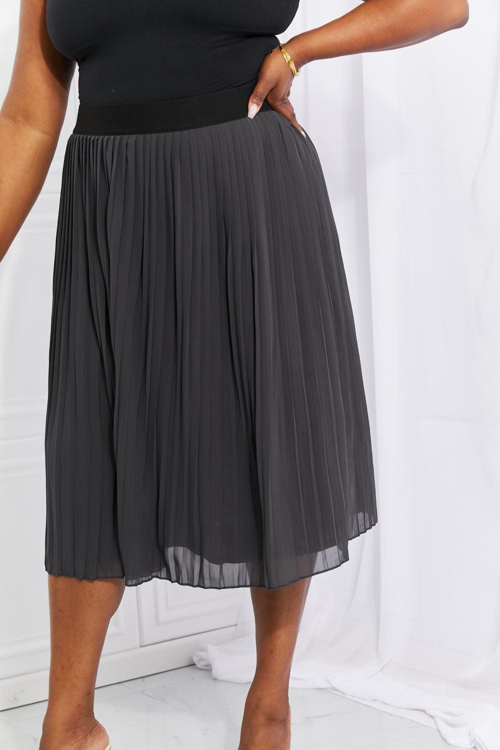 Zenana Full Size Romantic At Heart Pleated Chiffon Midi Skirt - BoldlyCurvy