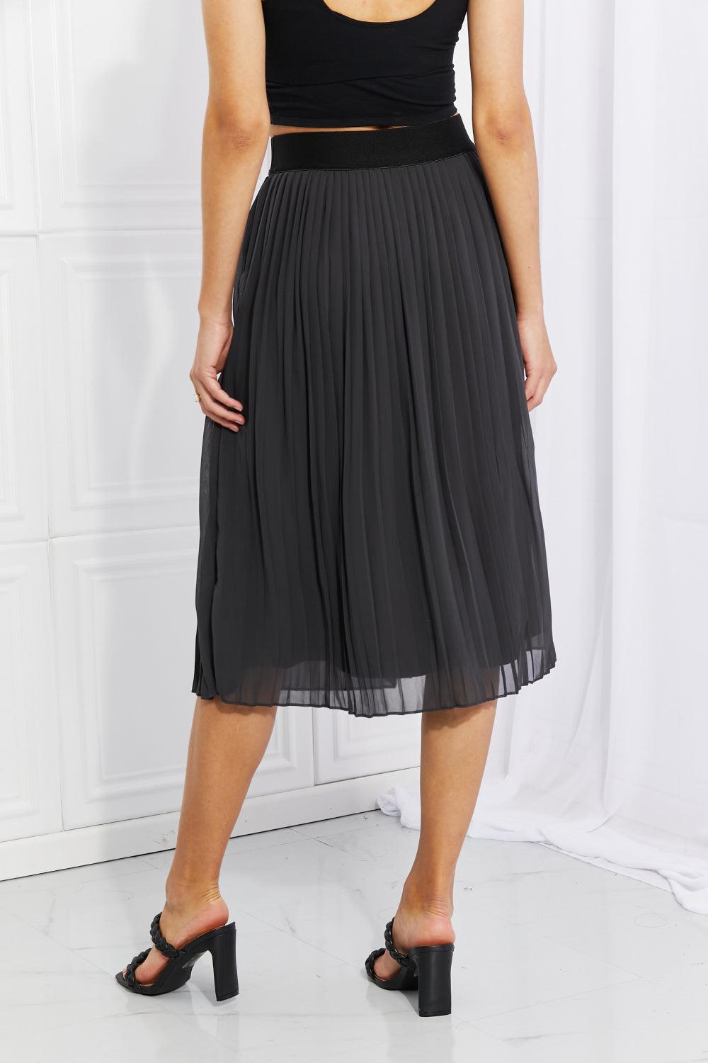 Zenana Full Size Romantic At Heart Pleated Chiffon Midi Skirt - BoldlyCurvy