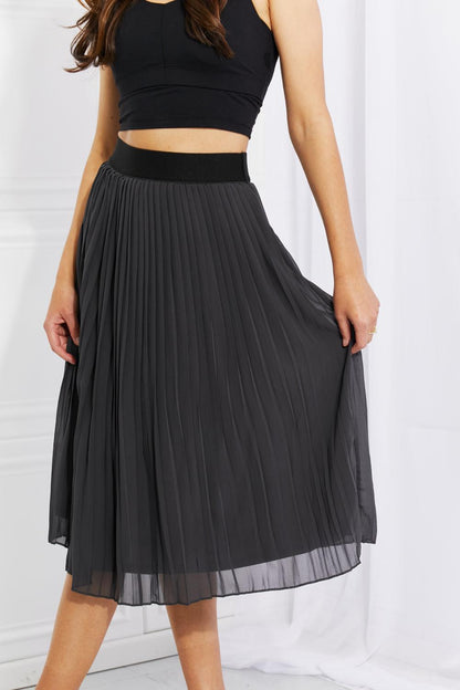 Zenana Full Size Romantic At Heart Pleated Chiffon Midi Skirt - BoldlyCurvy