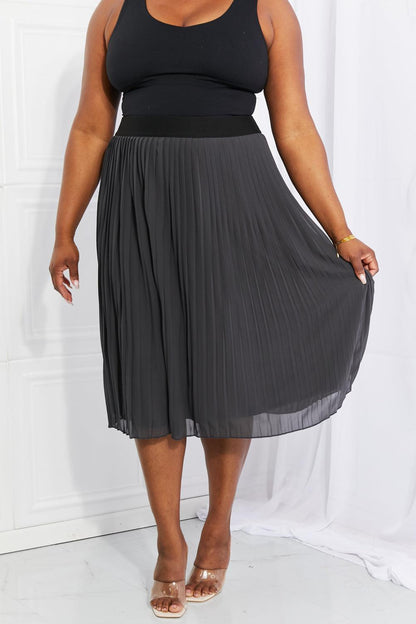 Zenana Full Size Romantic At Heart Pleated Chiffon Midi Skirt - BoldlyCurvy